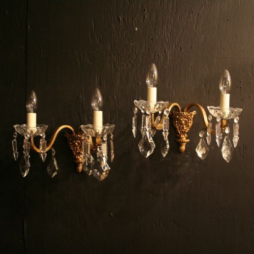 A French Pair of Twin Arm Antique Wall Lights