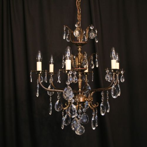 An Italian Cast Brass 6 Light Antique Chandelier