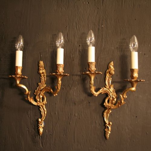 A French Pair of Gilded Antique Wall Lights