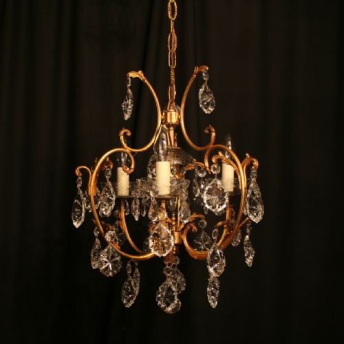 A French Gilded Cast Brass 4 Light Antique Chandelier
