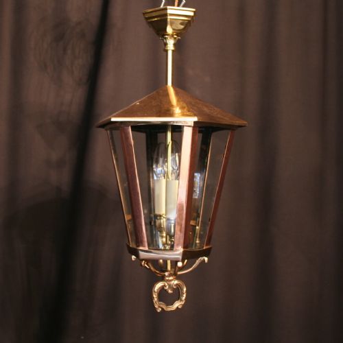 An English Bronze Twin Light Antique Hall Lantern