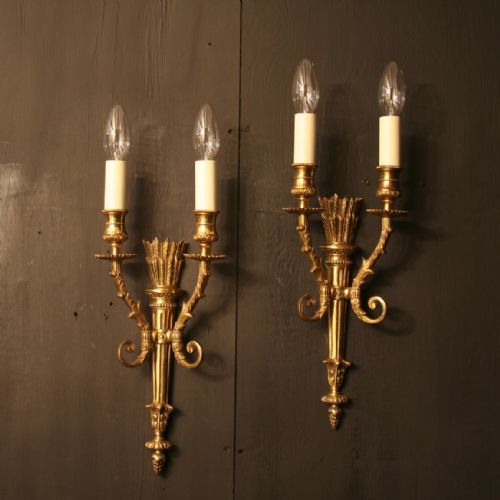 A French Pair of Twin Arm Antique Wall Lights