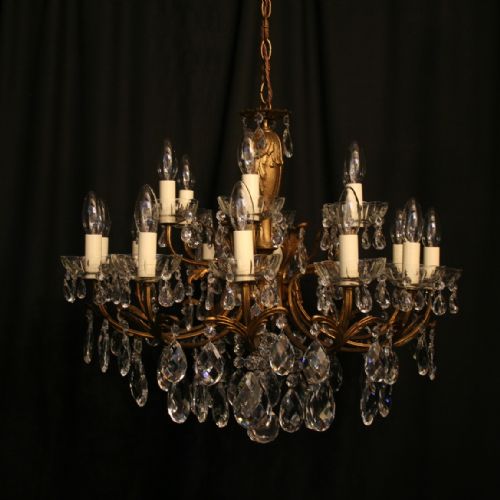 An Italian Cast Gilded 18 Light Antique Chandelier