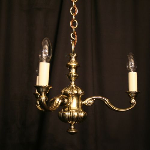 An English Cast Brass 3 Light Antique Chandelier