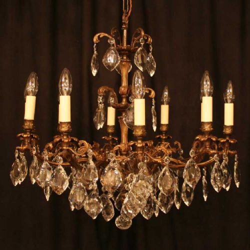 An Italian Pair of Gilded 10 Light Antique Chandeliers