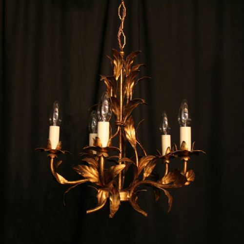 A Florentine Gilded 5 Light Antique Chandelier