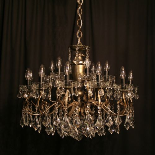 An Italian 18 Light Silvered Double Tiered Antique Chandelier
