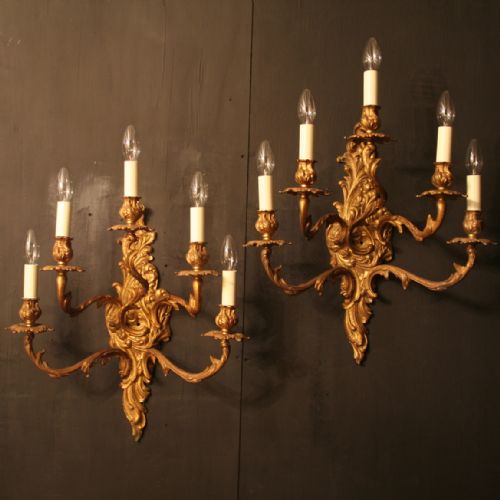 A French Pair of Five Arm Antique Wall Lights