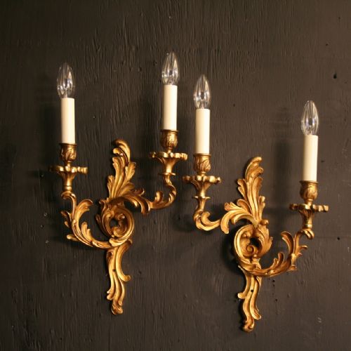 A French Pair of Gilded Antique Wall Lights