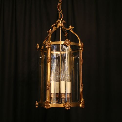 A French Gilded Four Light Antique Hall Lantern