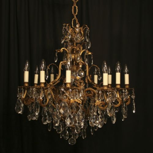 A French Gilded 13 Light Antique Chandelier