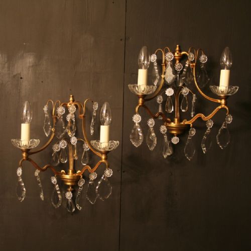 A French Pair of Gilded Antique Wall Lights