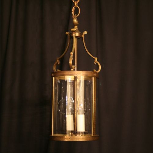 A French Gilded Cast Brass Twin Light Antique Hall Lantern
