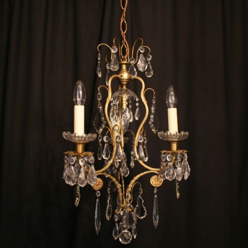 A French Gilded Cast Brass 4 Light Antique Chandelier