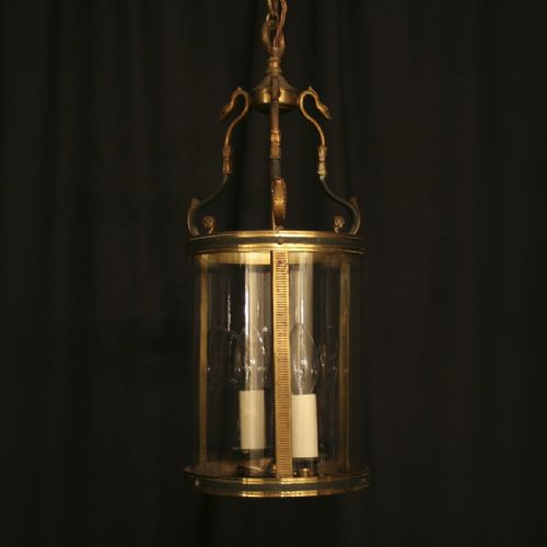 A French Gilded Twin Light Antique Hall Lantern