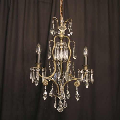 A French Silvered Cast Brass 4 Light Antique Chandelier