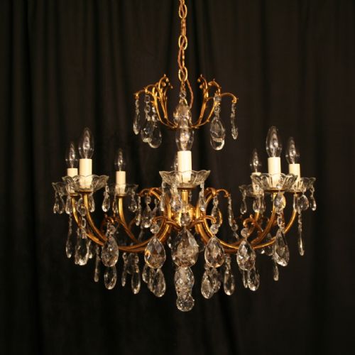 A Lovely Italian 8 Light Gilded Antique Chandelier