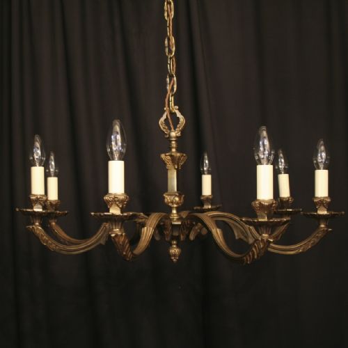 A Flemish Cast Brass 8 Light Antique Chandelier