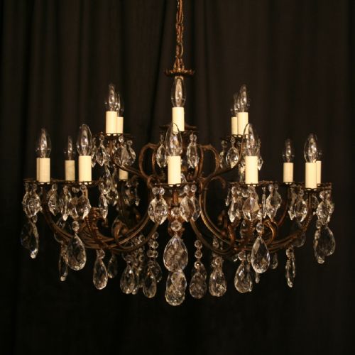An Italian 18 Light Brass Double Tiered Antique Chandelier