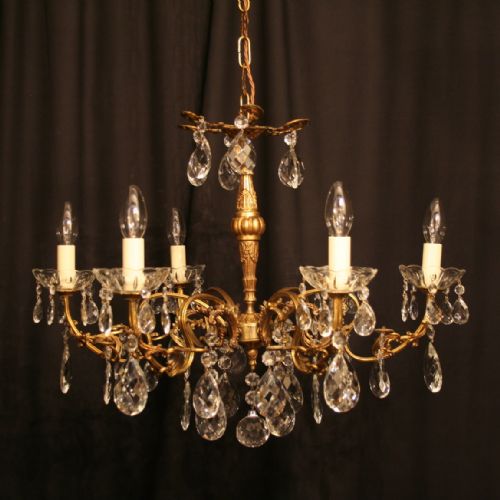 An Italian 6 Light Gilded Antique Chandelier