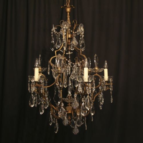 A Large Italian 5 Light Antique Cage Form Chandelier