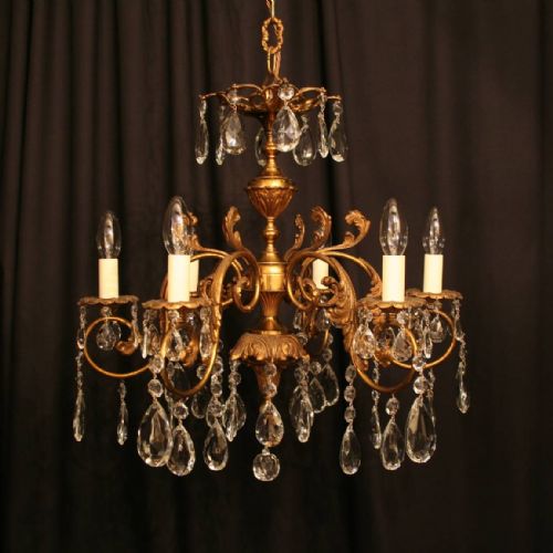An Ornate Italian 6 Light Gilded Antique Chandelier
