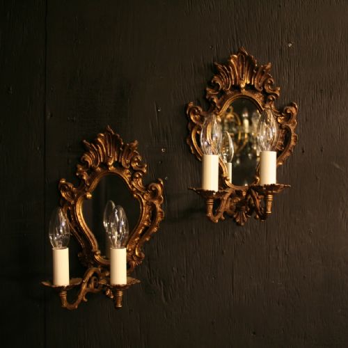 An Italian Pair of Gilded Twin Arm Antique Girandoles