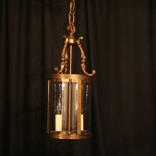 A French Gilded Twin Light Circular Antique Hall Lantern