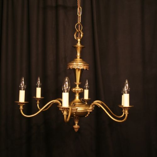 An English Cast Brass 6 Light Antique Chandelier
