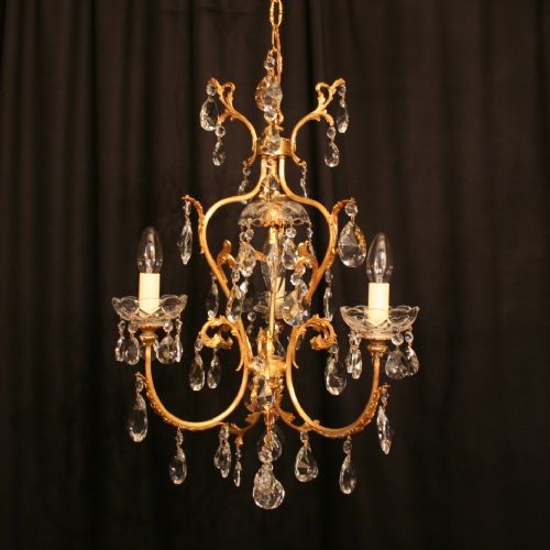 A Pretty French Gilded Birdcage 4 Light Antique Chandelier