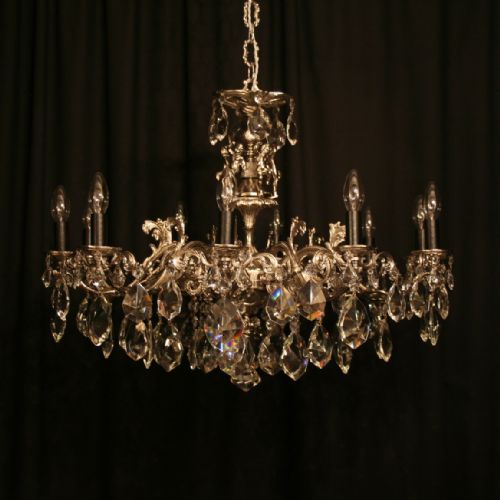 An Italian Silver Nickel 10 Light Antique Chandelier