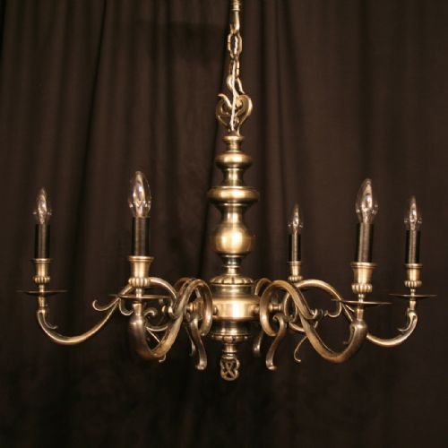 A Flemish Silver 6 Light Antique Chandelier
