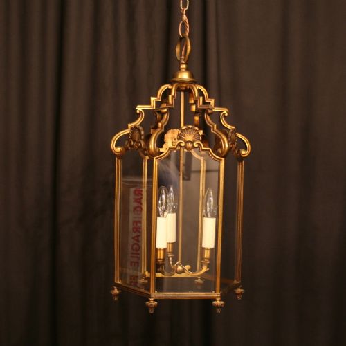 A French Bronze Triple Light Antique Lantern