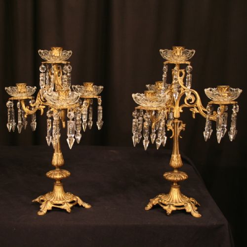 A French Pair of Gilded Bronze Antique Candelabra