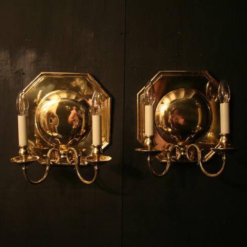 An English Pair of Twin Arm Antique Wall Lights