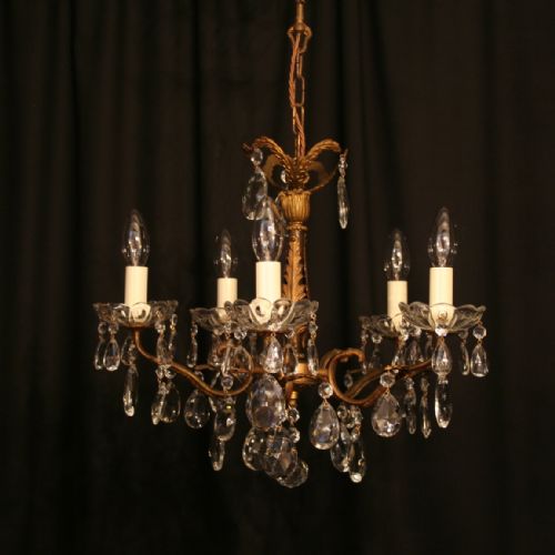 An Italian Gilded 5 Light Antique Chandelier