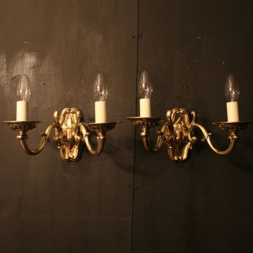 An English Pair of Twin Arm Antique Wall Lights