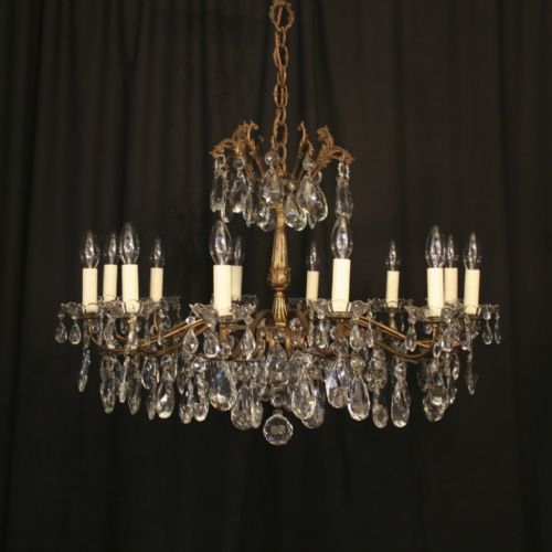 An Italian Gilded 12 Light Antique Chandelier