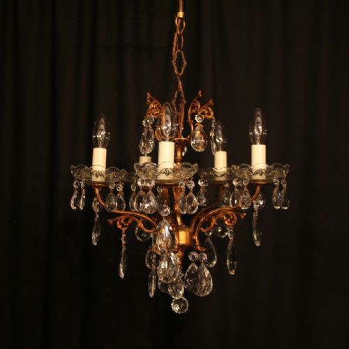 An Italian Gilded Cast 5 Light Antique Chandelier