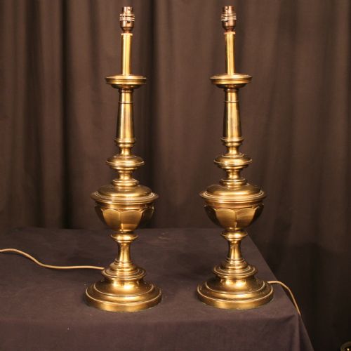 A Pair of Brass Antique Table Lamps