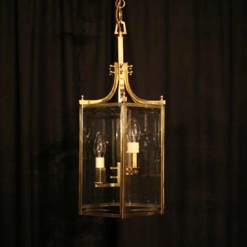 An English Brass Art Deco Antique Hall Lantern