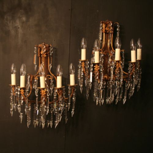 A French Pair of Bronze Antique Wall Lights