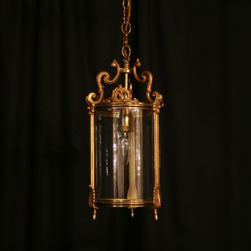 A French Gilded Single Light Antique Hall Lantern