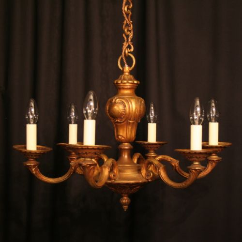 A French Gilded 6 Light Antique Chandelier