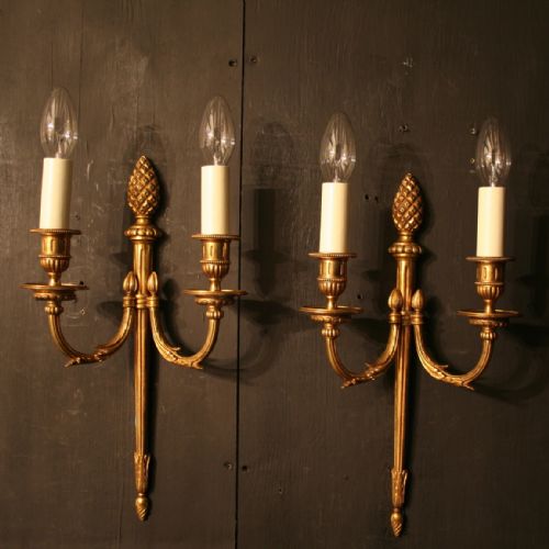 A French Pair of Quality Bronze Twin Arm Antique Wall Lights