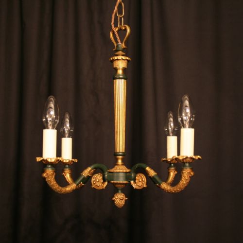A French Gilt Empire 4 Light Antique Chandelier