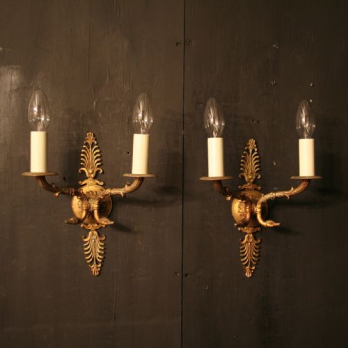A French Pair of Gilded Antique Wall Lights