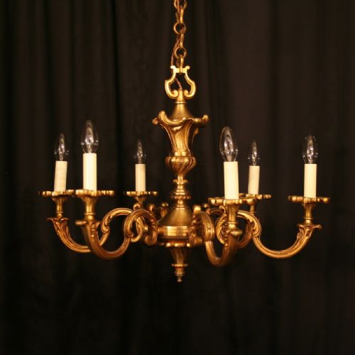 A French Gilded Bronze 6 Light Antique Chandelier