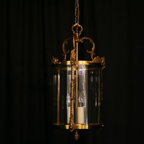 A French Gilded Triple Light Convex Antique Lantern