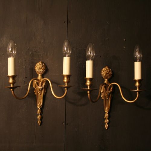 A French Pair of Bronze Antique Wall Lights